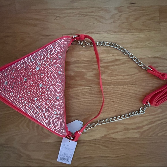 BNWT Wild Fable Red Vegan Leather Bling Crossbody Bag with Adjustable straps - Picture 3 of 7